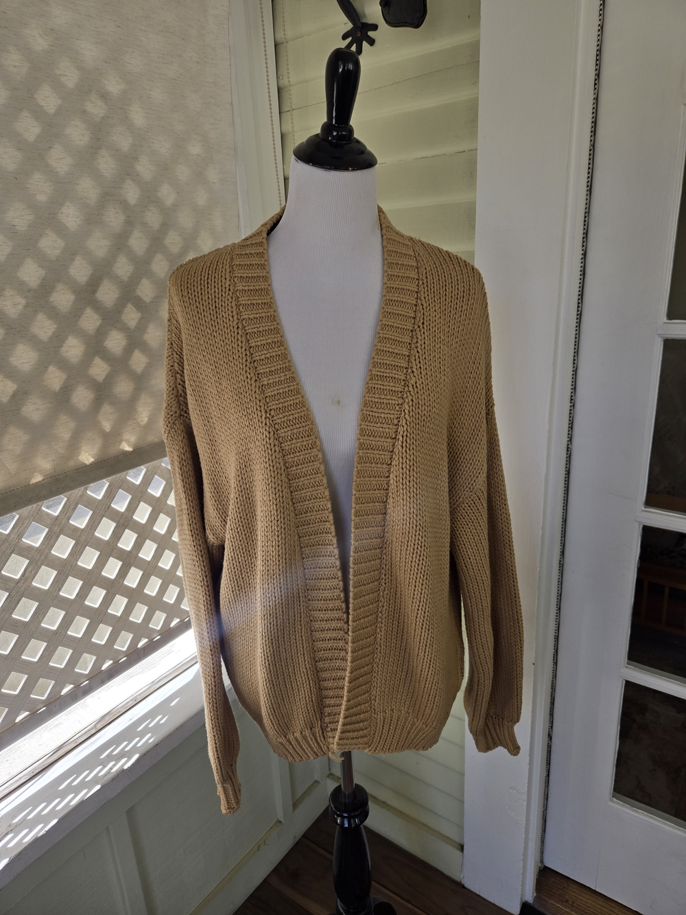 Open-Front Knit Cardigan Sweater - Camel - Picture 5 of 7